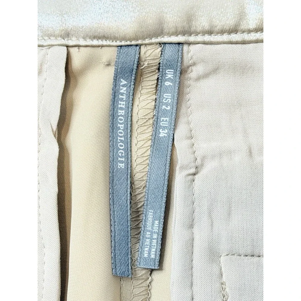 NWT Anthropologie Liquid Shine Bermuda Shorts Womens 6 Metallic Gold High Rise - Picture 9 of 11